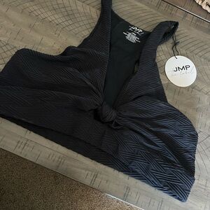 NWT JMP The Label Textured Black Knot Front Bra Top